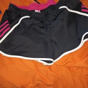 Adidas Women's Black and Pink Sports Shorts